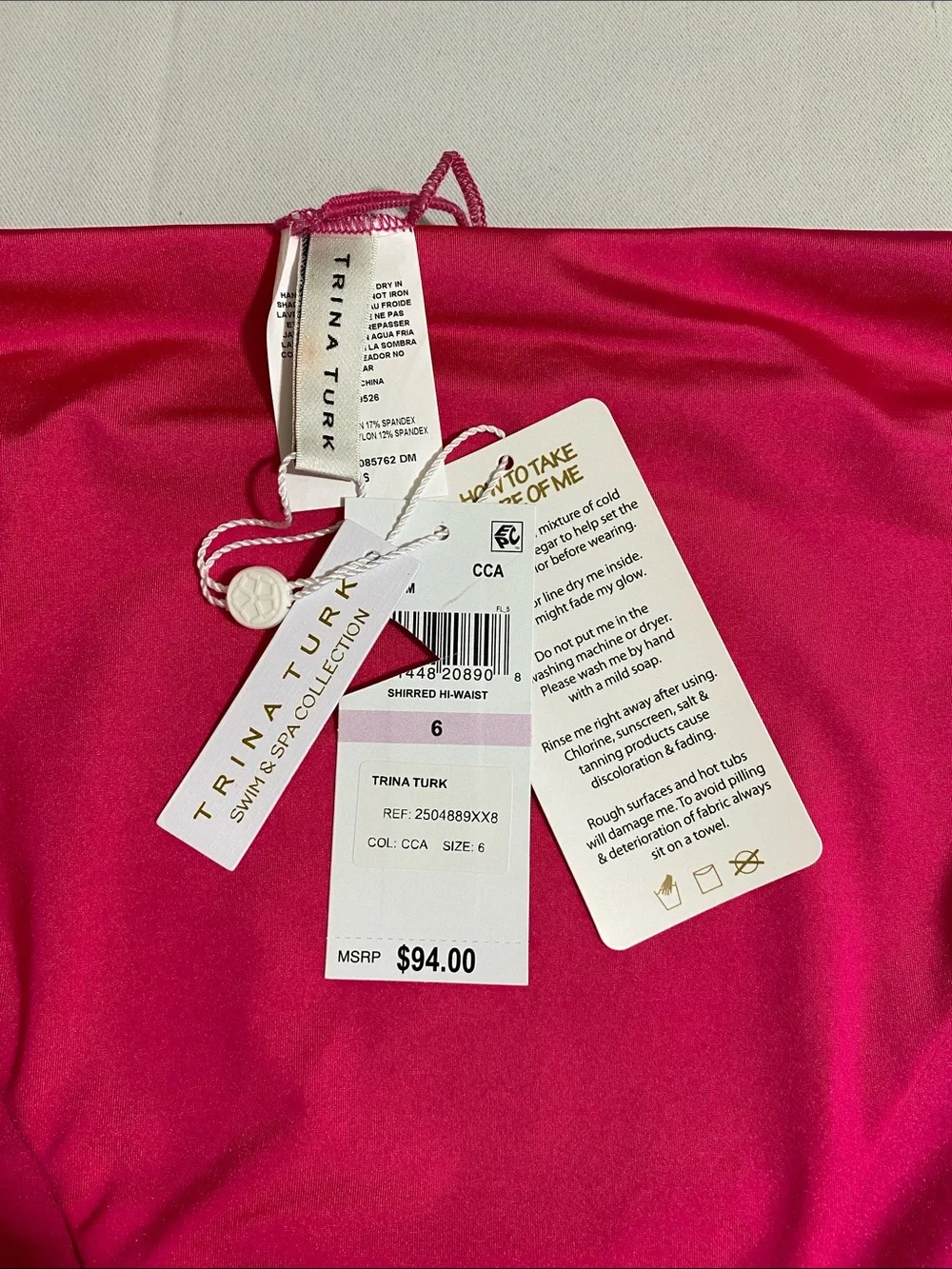 TRINA TURK Shirred Hi-Waist Bikini Bottom Women's Size 6